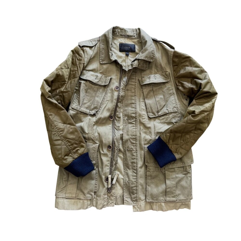 J.Crew quilted fatigue‎ boyfriend utility jacket barn coat olive sz L